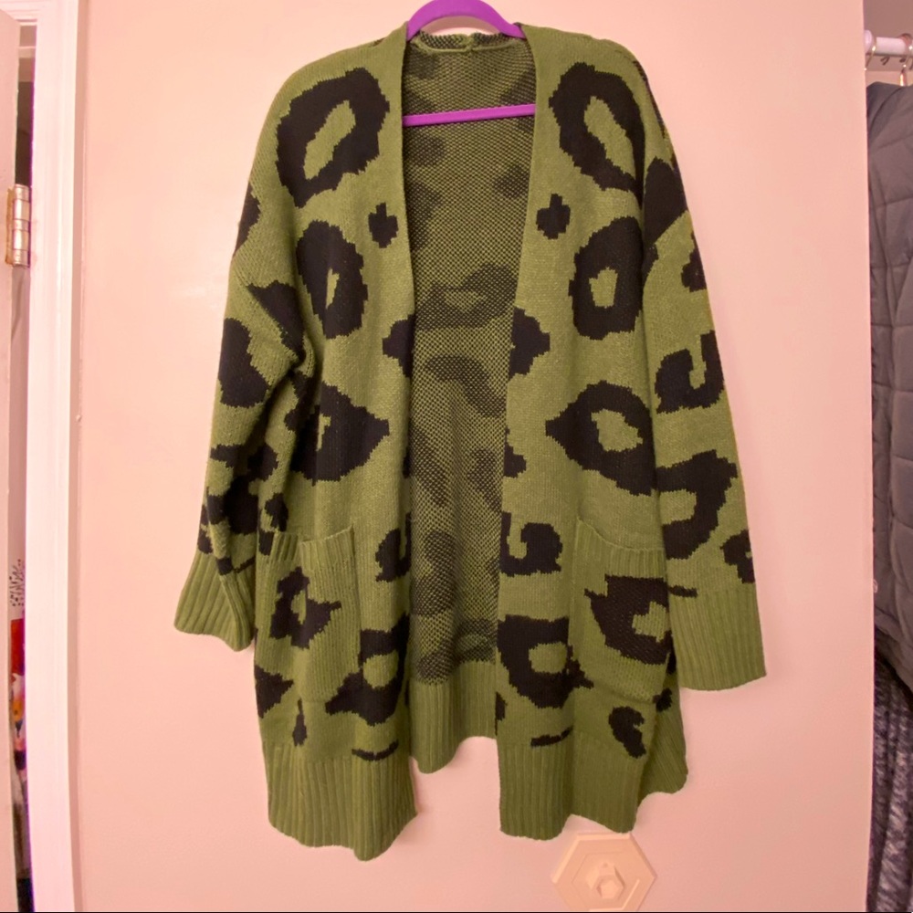 Green Leopard cardigan